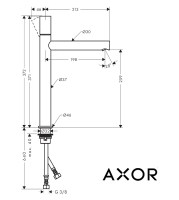 MEDIDAS MONOMANDO LAVABO 260 UNO AXOR